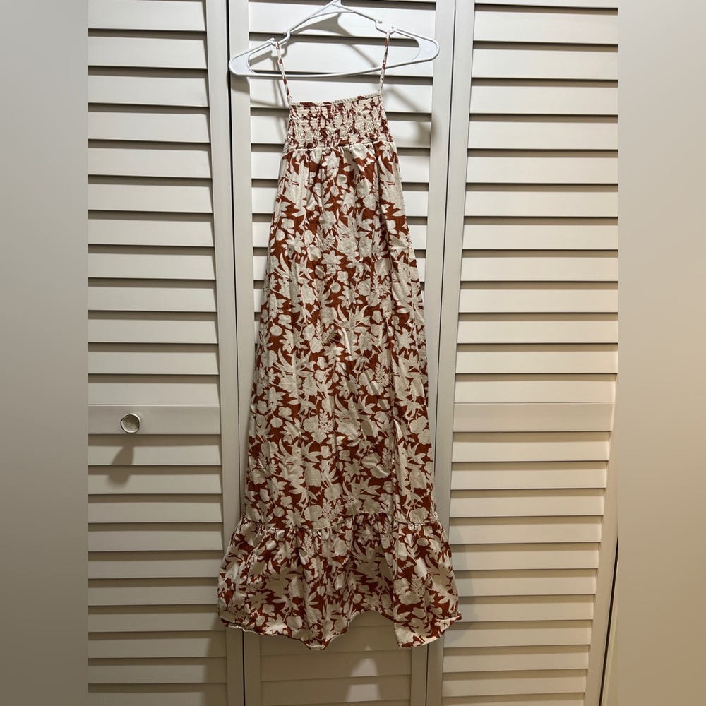 Universal Thread Floral Maxi Dress in Rust and White